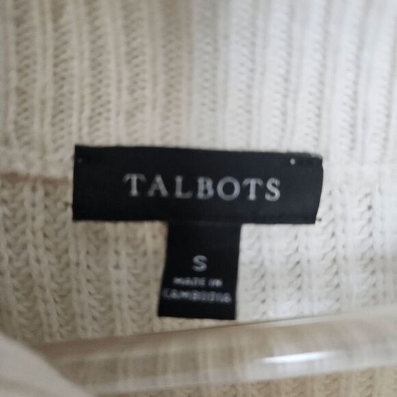 Talbots Half Zip Chunky Ribbed Knit High Collared Sweater Womens White Size Smal - Picture 2 of 4